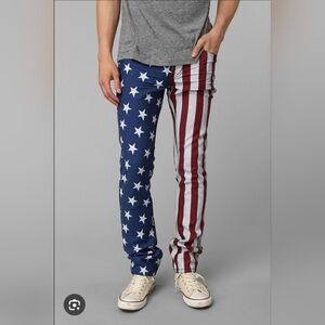Kill City Patriotic Star and Stripe Jeans Button Fly Indie Fit Size 32